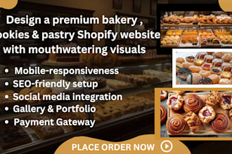 design premium bakery cookies pastry shopify website with mouthwatering visuals