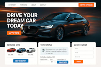 design car dealership landing page auto finance website car finance lead funnel