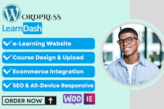 design wordpress learndash woocommerce elementor pro wordpress lms website
