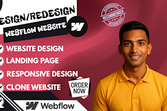 build webflow website, design, redesign, clone webflow landing page