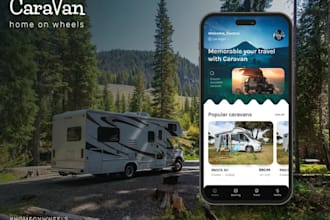 develop rv rental app, motorhome app camper app vanlife app campsite booking app