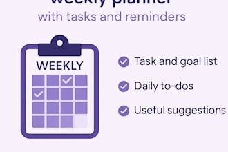 create a personalized weekly planner with tasks, reminders and productivity tips