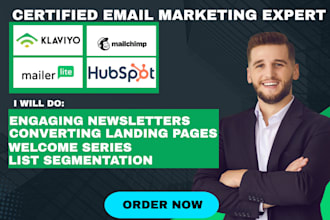 create newsletters landing pages form pages mailchimp mailerlite klaviyo hubspot