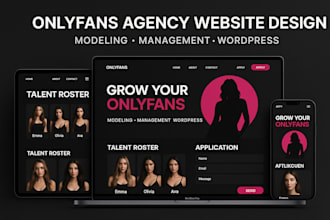 design onlyfans agency website, wordpress website, modeling, management website