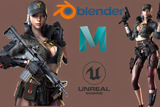 create 3d game character modeling for unreal engine ue5 unity game in blender