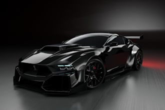create cinematic 3d car chase animation,nissan model,3d blender rig, bugatti car