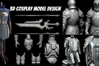 create stunning 3d cosplay armor, wearable masks, props, 3d print stl file model