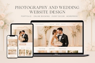 build photography, portfolio and wedding website with online booking, decoration