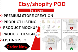 etsy shopify print on demand store or website using printful and printify