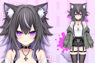 do live2d, vtuber, live2d rig, 2d vtuber model, vtuber live2d and live2d rigging