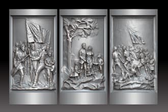 design digital 3d greek bas relief, abstract sculpt, classical wall art, fan art