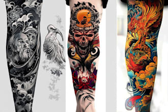 create a tattoo design for leg sleeve