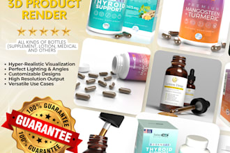 render a 3d bottle with your label design