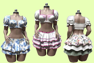 3d second life model vr clo3d clothing design 3d garment fashion design 3d shoes