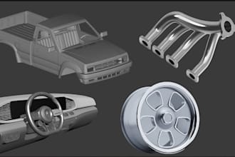 do 3d vehicle parts model for cars, trucks, bikes and aircraft in blender or cad