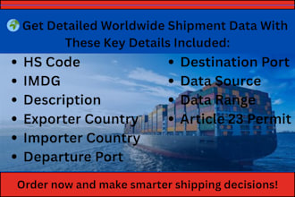 provide import export shipment data for any product and hs code