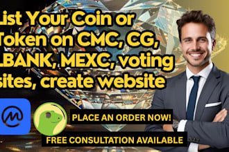 list your coin or token on cmc, cg, lbank, mexc, voting sites, create website