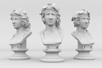 design 3d head bust, ancient statue, greek classic sculpture ,3d scan, fan art