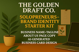 craft brand identity with custom name, slogan, and ai business card