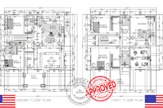 licensed architect, engineering city permit drawing for nj, al, tx, il, pe stamp