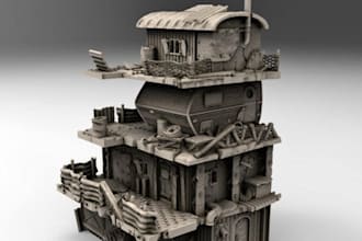 design 3d terrain,sci fi building, warhammer 40k depth, 56 dnd game ruin castle
