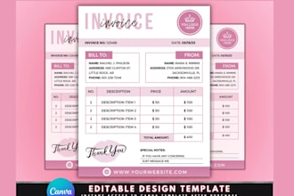 design custom editable xero invoice template for your business excel and pdf