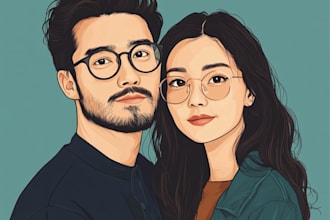 draw couple portrait illustration from photo