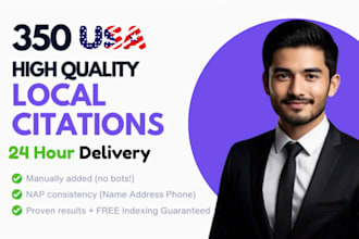 350 USA local citations and directory submission in 24 hours