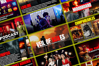 create an eye catching pitch deck for movie, tv show and podcast
