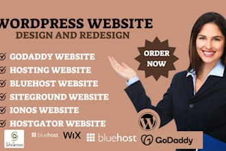 wordpress website design ionos bluehost godaddy siteground hostinger wix website