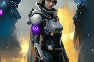 create a sci fi character illustration or sci fi character