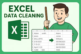 do excel data cleaning, formatting, merge and organize