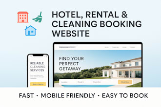 design hotel, short term rental and cleaning booking wordpress website