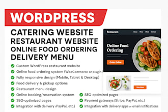 wordpress catering website restaurant website online food ordering delivery menu
