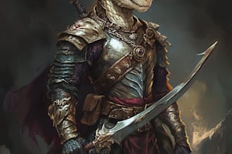 make a dragons and dnd character illustration