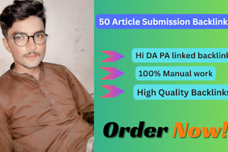 do 40 article submission backlinks manually off page SEO