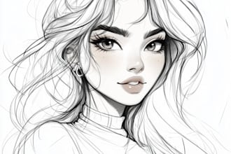 draw sketch anime character, fanart, manga, vtuber for concept art