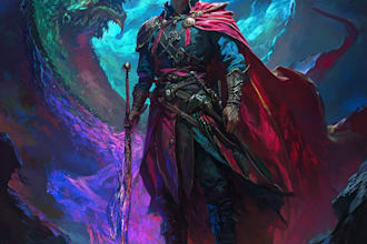 draw dnd character art design illustration and fantasy concept art