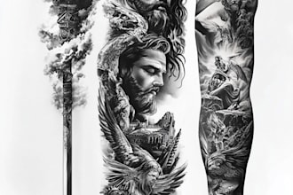 create unique custom tattoo design, tattoo sleeve