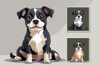 do custom cartoon vector portrait of your pet or any animal