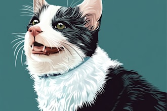 draw pet portrait, vector portrait, animal illustration