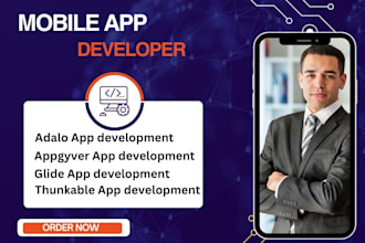 build hybrid app low code app no code app using adalo, thunkable or glide app