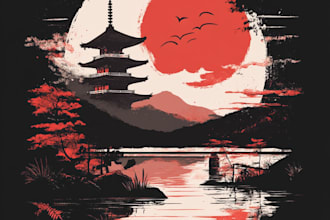 do anime or japanese art digital illustration for t shirt