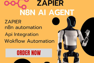 create n8n automation, n8n integration, n8n workflows and zapier setups