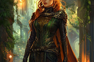 make dnd party fantasy or game character design dnd art sheet