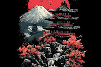 create t shirt japanese illustration for sticker apparel