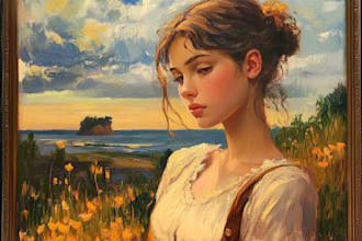digitally oil paint, vintage portrait, landscape, illustrate