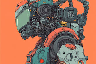 draw mecha, gundam and armor illustration in my style