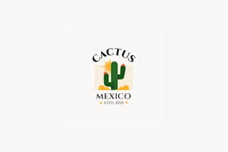 create a vintage cactus logo with a rustic feel