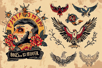 create custom old school or traditional tattoo design